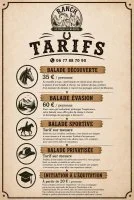 TARIFS &copy; RANCH DU CIRQUE DE MOUR&Egrave;ZE